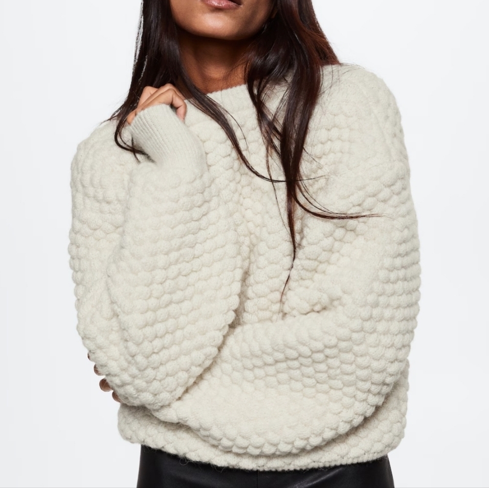 NWT Mango Textured sweater, size L, off-white
